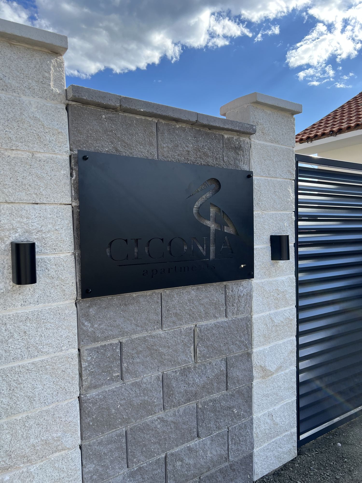 The Ciconia Apartments stork sign